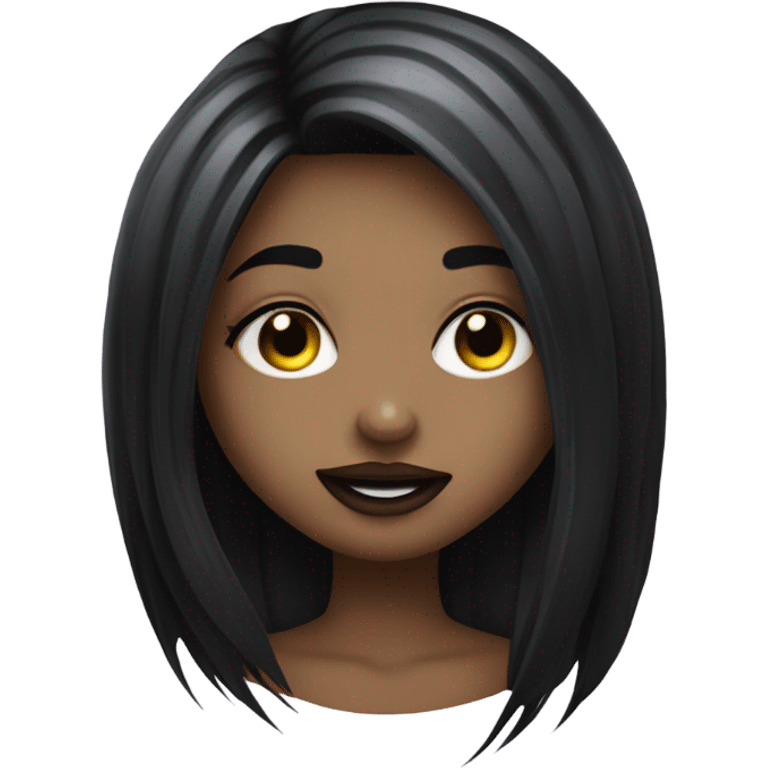  Goth girl smiley face with lashes and big lips emoji