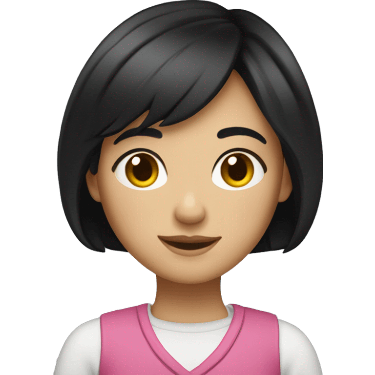 Girl tour guide with fair skin short black hair chubby face emoji