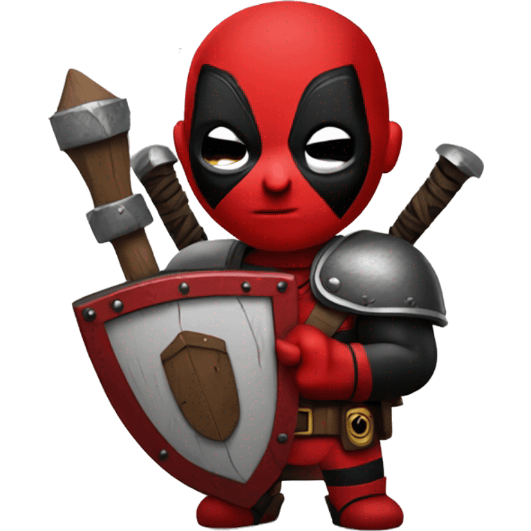 Deadpool holding Viking shield emoji