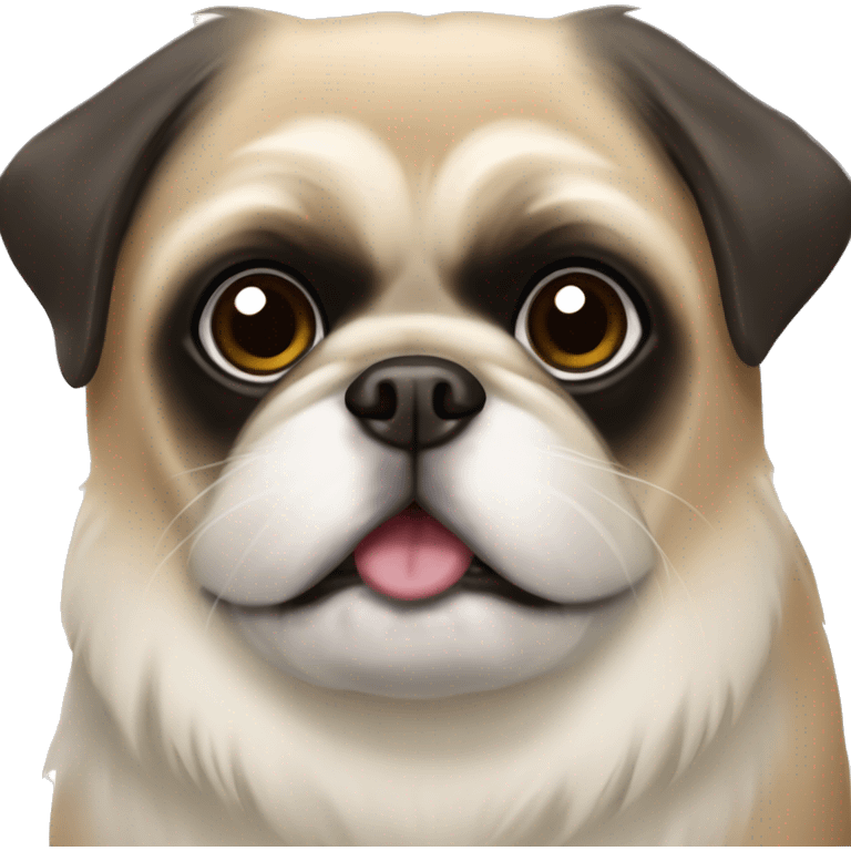 brown and white and black pekingese pug emoji