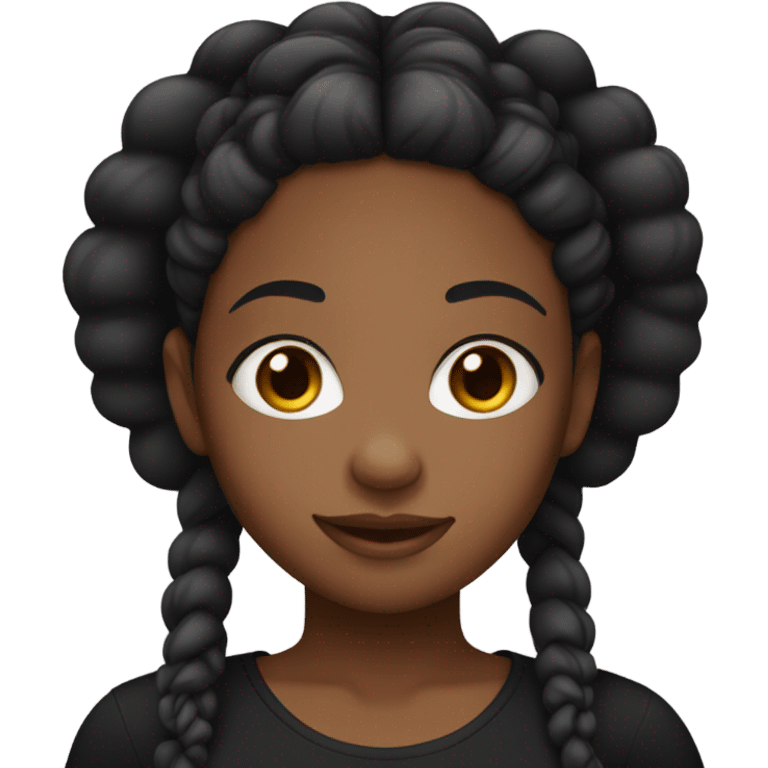 black girl with braids and a black top, brown eyes emoji