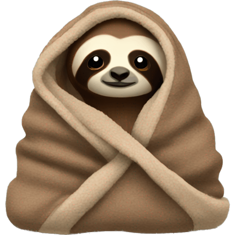 Brown sloth cozy in a blanket emoji