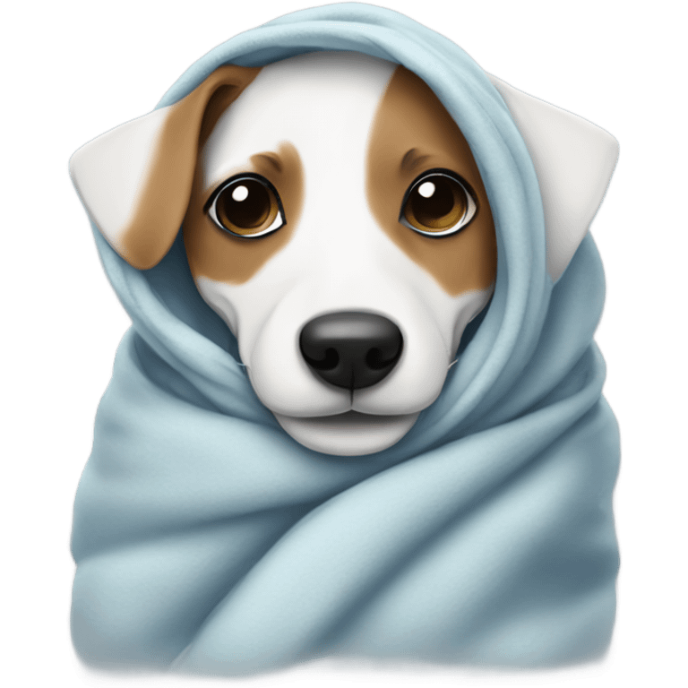 Jack Russell snuggling in a  blanket emoji