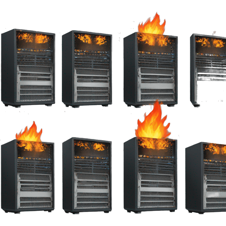 computer server rack on fire emoji