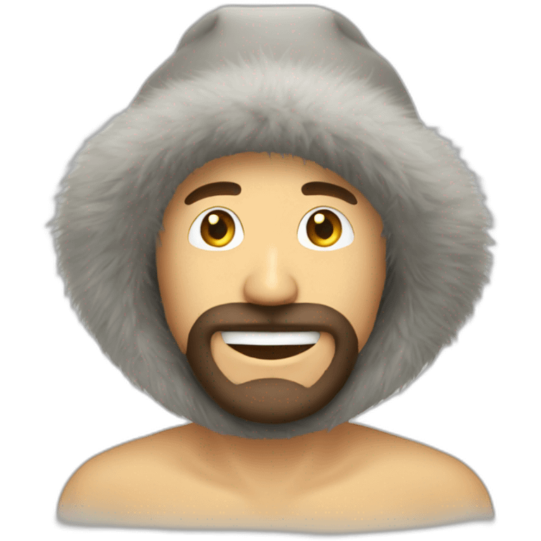 man, fur hat, shower emoji