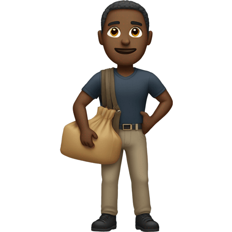 Black man holding a blag bag emoji