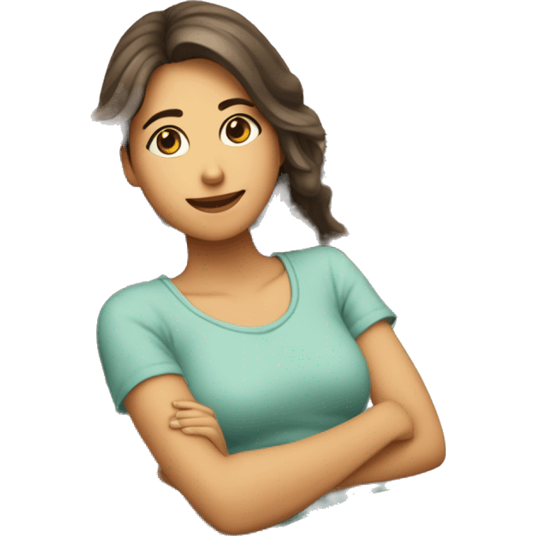 Menina muito cansada caindo na cama emoji