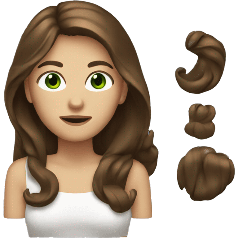 Woman with Long Brown hair and Green eyes  emoji