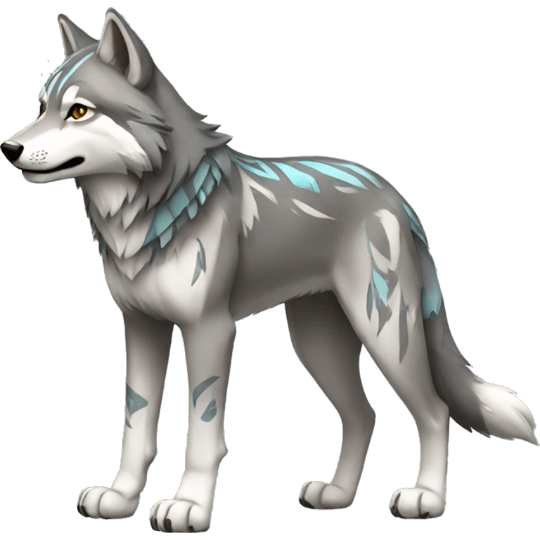 GreyWolf With Tribal Markings Full Body emoji