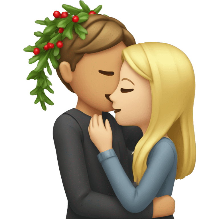 two women kissing under mistletoe emoji