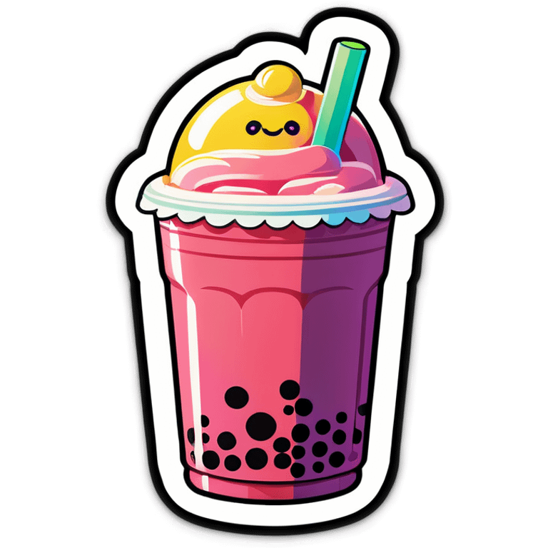 Rainbow boba tea emoji