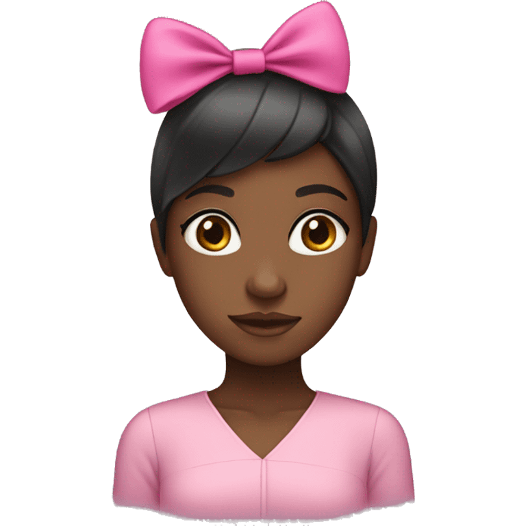 Black girl with straight hair and pink bow emoji