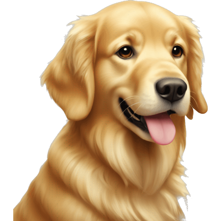 Golden retriever che ha una pallina da tennis in bocca emoji