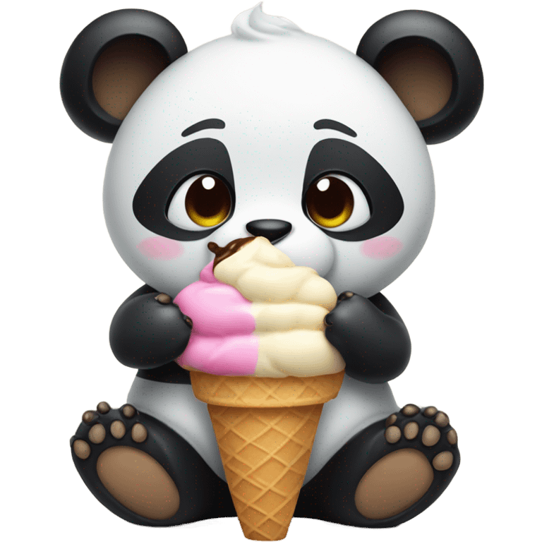 Panda eating ice cream emoji