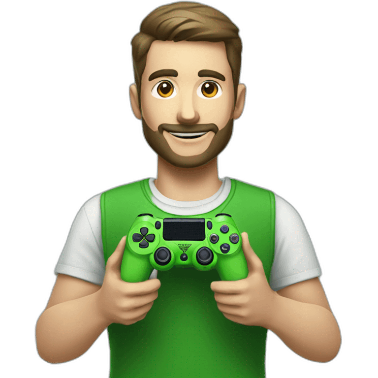 Homme avec manette ps4 verte emoji