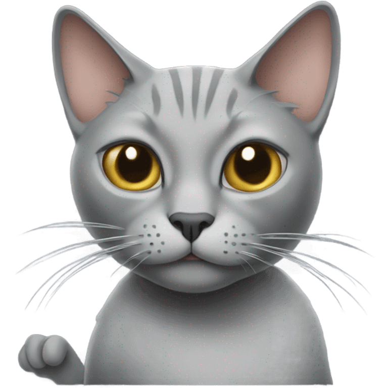 Gray cat smoking a cigarette  emoji