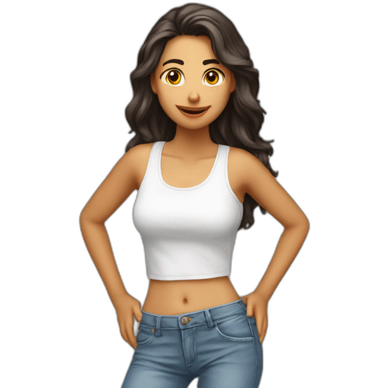 chica en bragas blancas vista desde ambos lados emoji