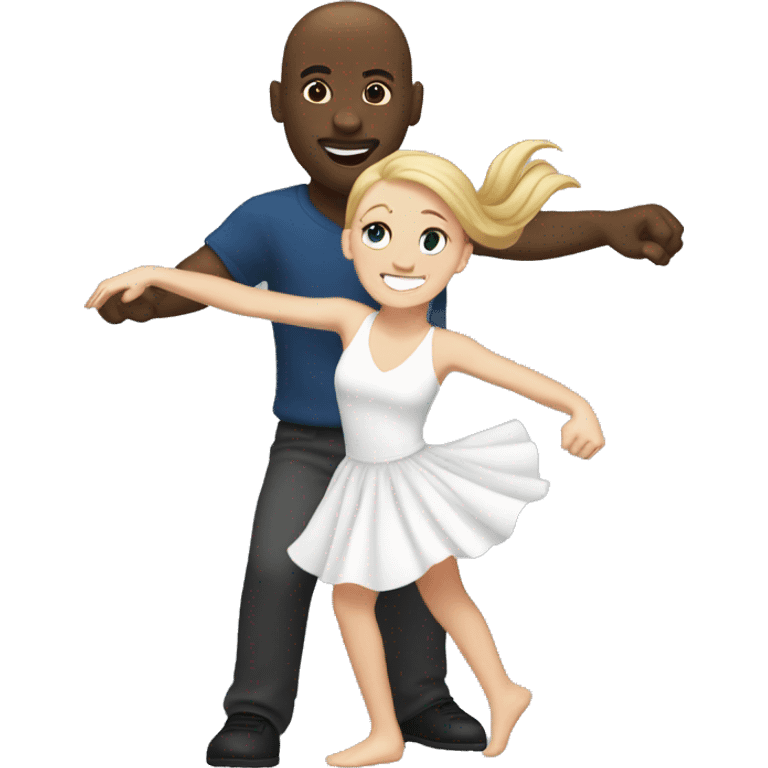 White girl dancing with bald black man  emoji