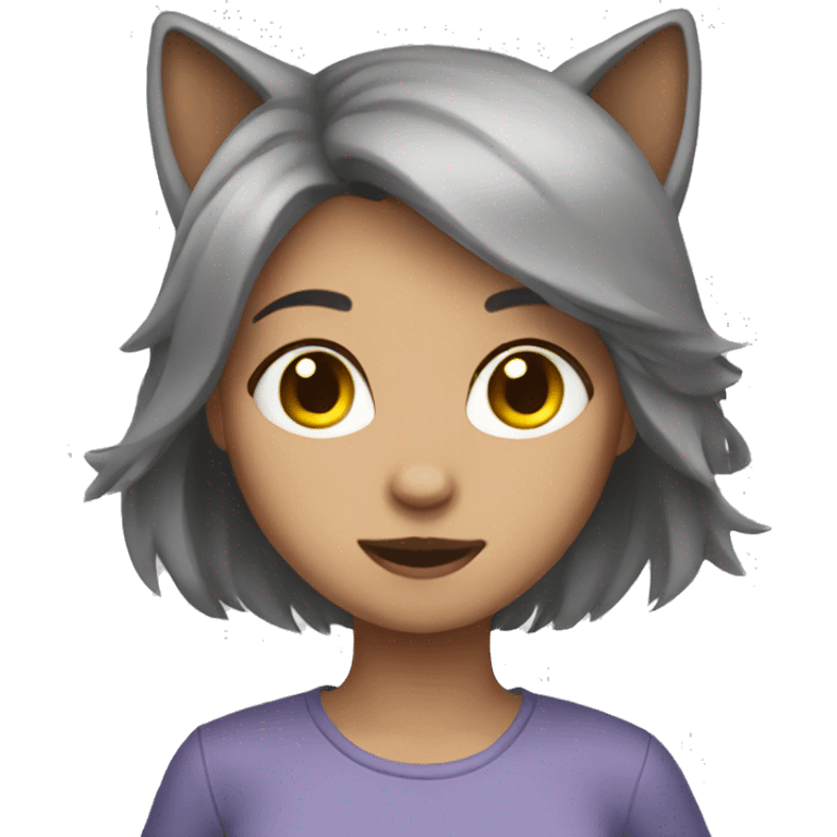 gray cat girl emoji