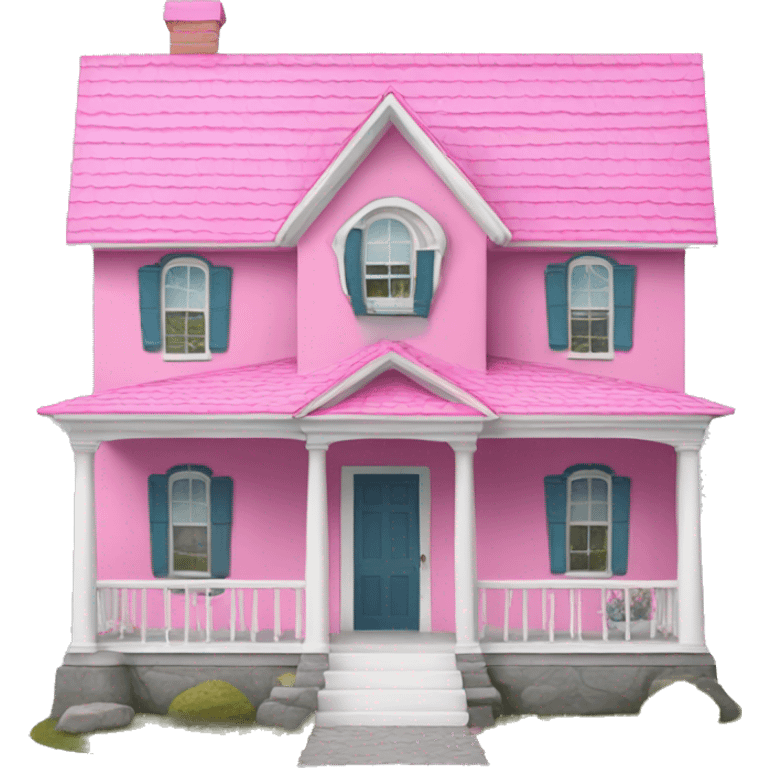 pink coraline house with white roof and white trimming emoji