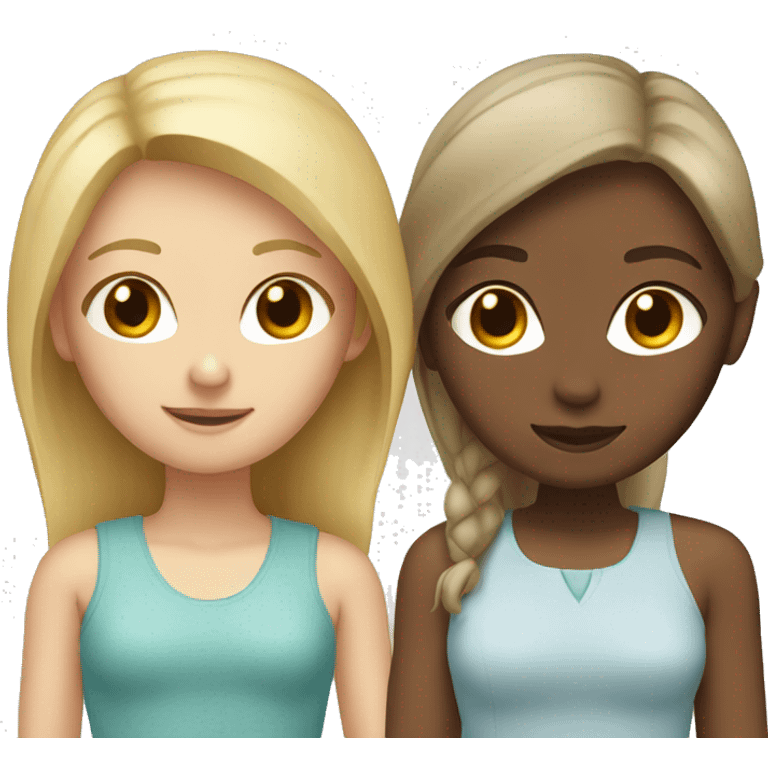 two girls with brown hair and one blonde emoji