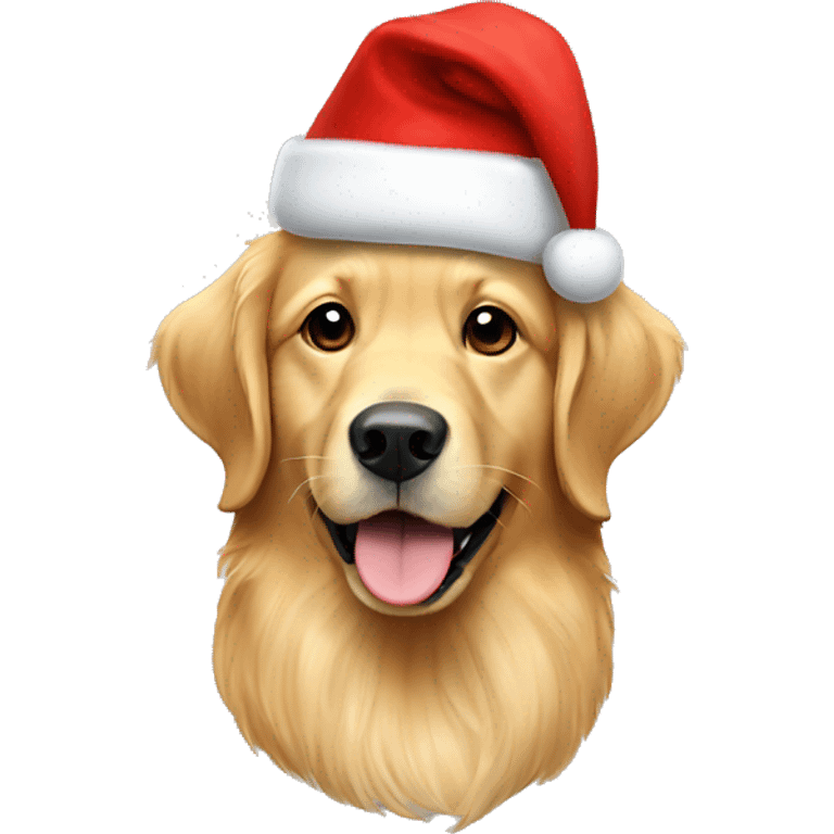 Golden Retriever wearing a christmas hat  emoji