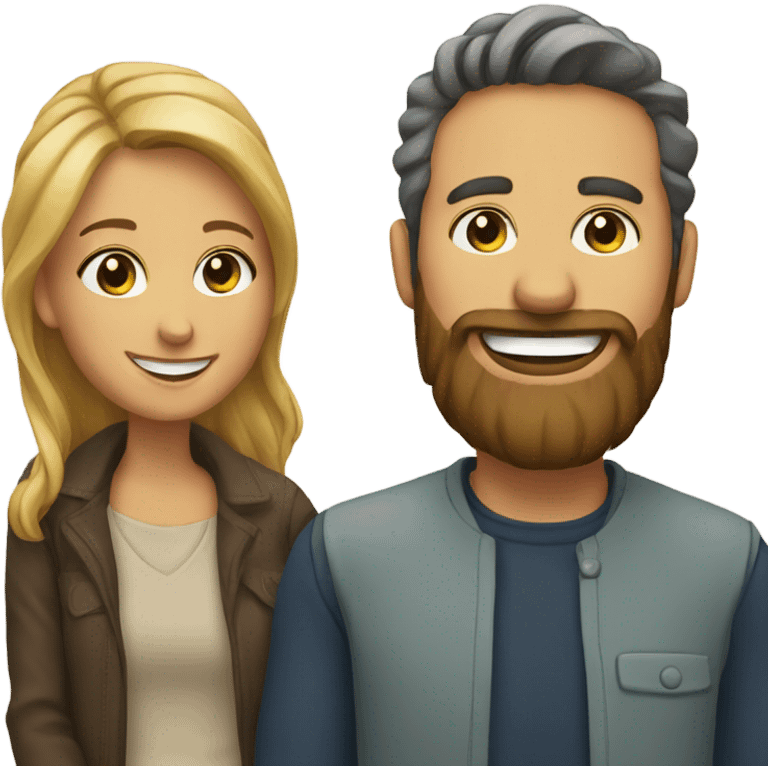 smiling couple with beard emoji