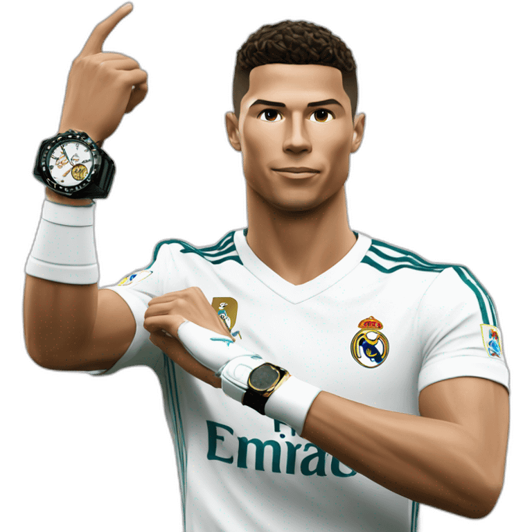 Ronaldo in real madrid with rolex on his hand emoji