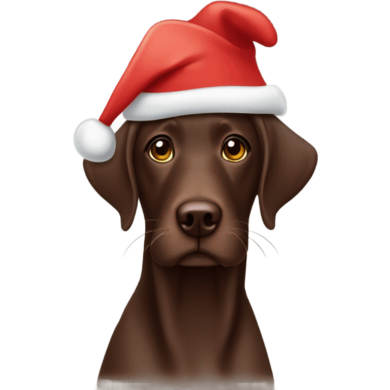 Chocolate lab wearing a Santa hat emoji