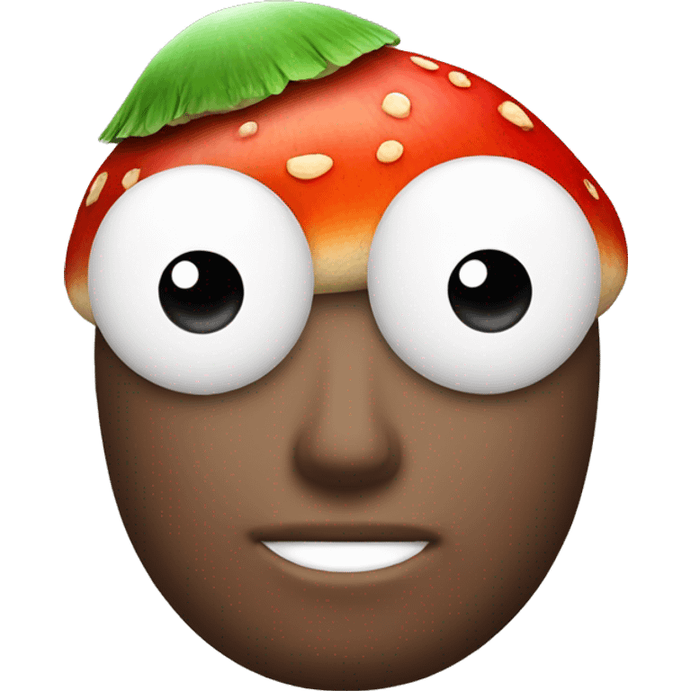 face with a red mushroom on the head emoji