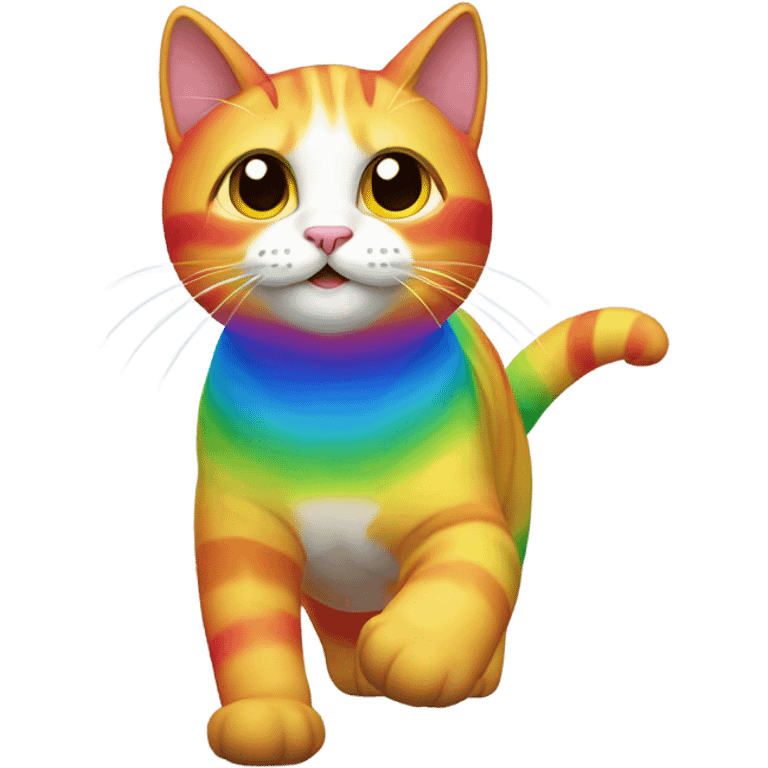 cat walking on a rainbow emoji