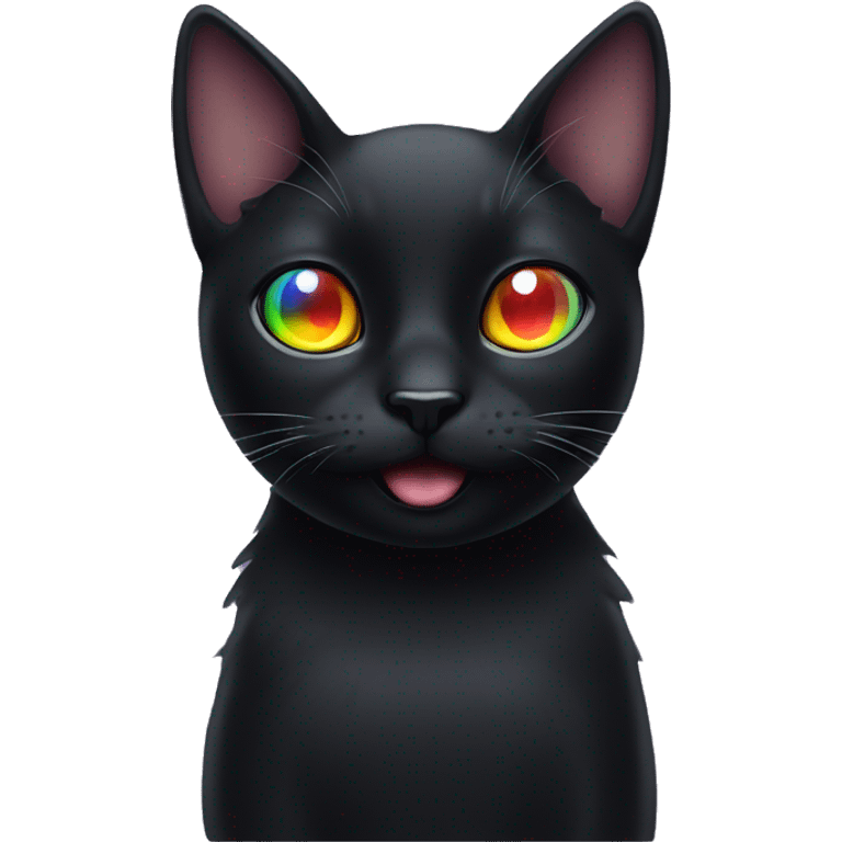 Black cat with rainbow eyes  emoji