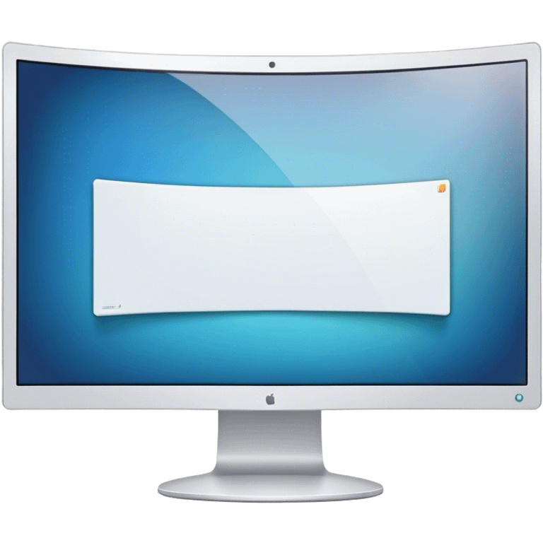 Create a professional emoji for UX/UI design. Show a curved monitor with 2 windows : one displaying white empty page, and the other showing the completed web interface. Use modern, professional colors. Do not include any emojis or smiley faces. Make the background transparent. emoji