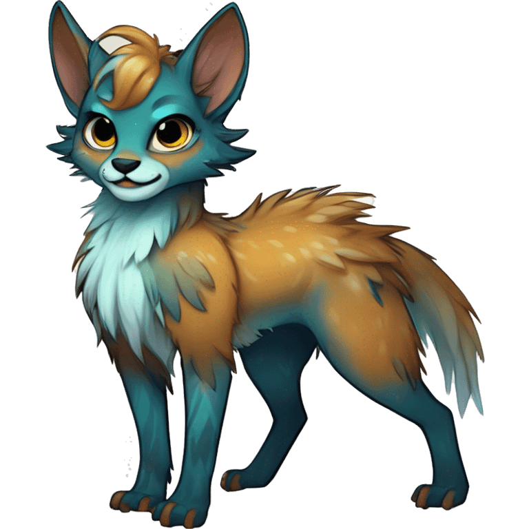 Cool cute Kawaii edgy fantasy shiny animal  fursona Fionbri vernid by griffsnuff & LiLaiRa & Falvie full body emoji