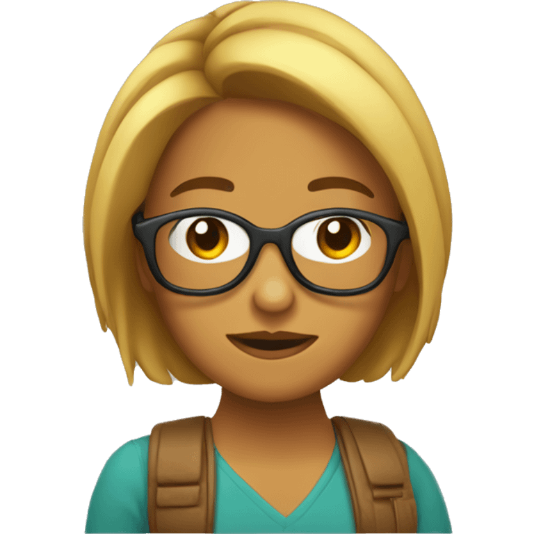 Chica con pelo castaño con gafas  emoji