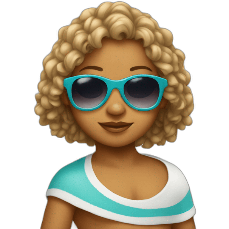 Baby Jada with sunglasses and surf emoji