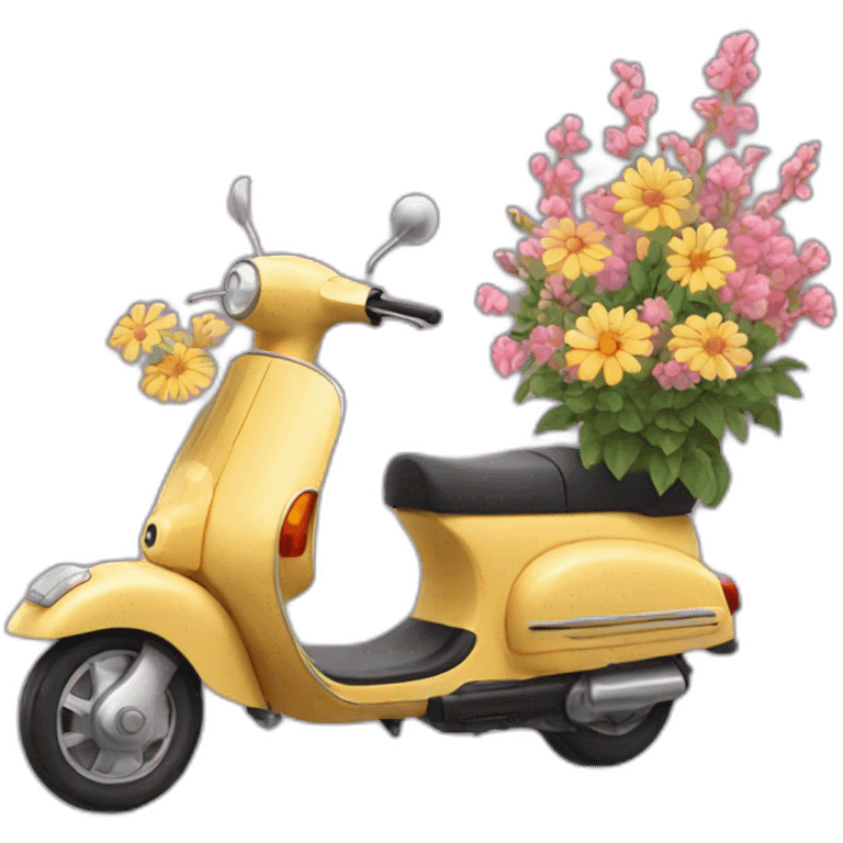 Cat on a scooter With Flowers emoji