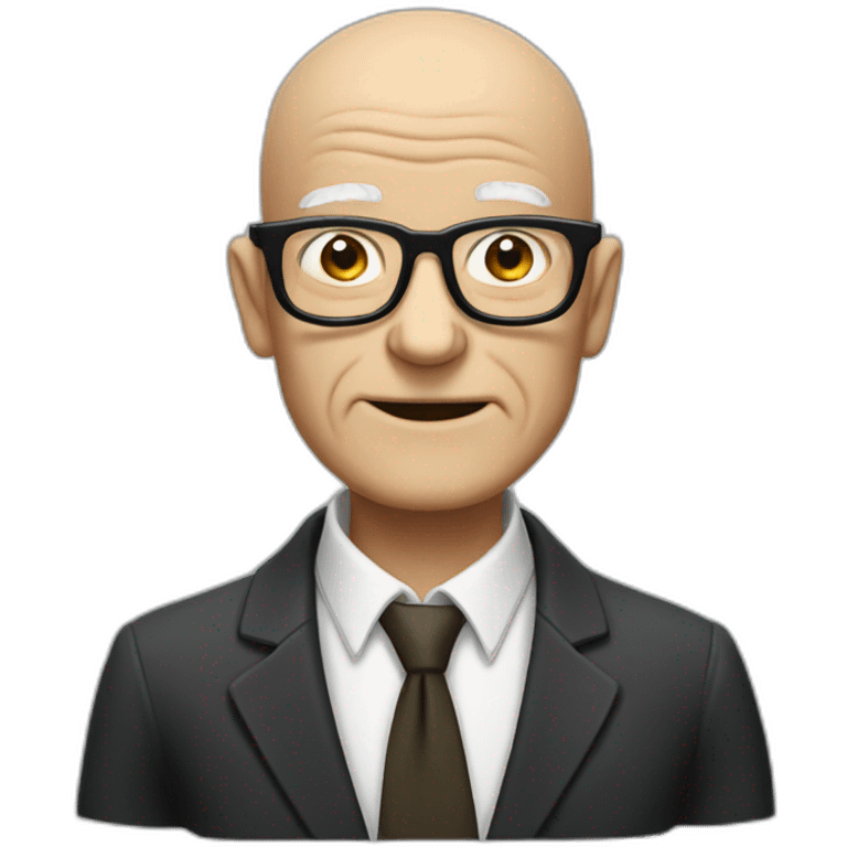 Skinny baldy old man suited with glasses emoji