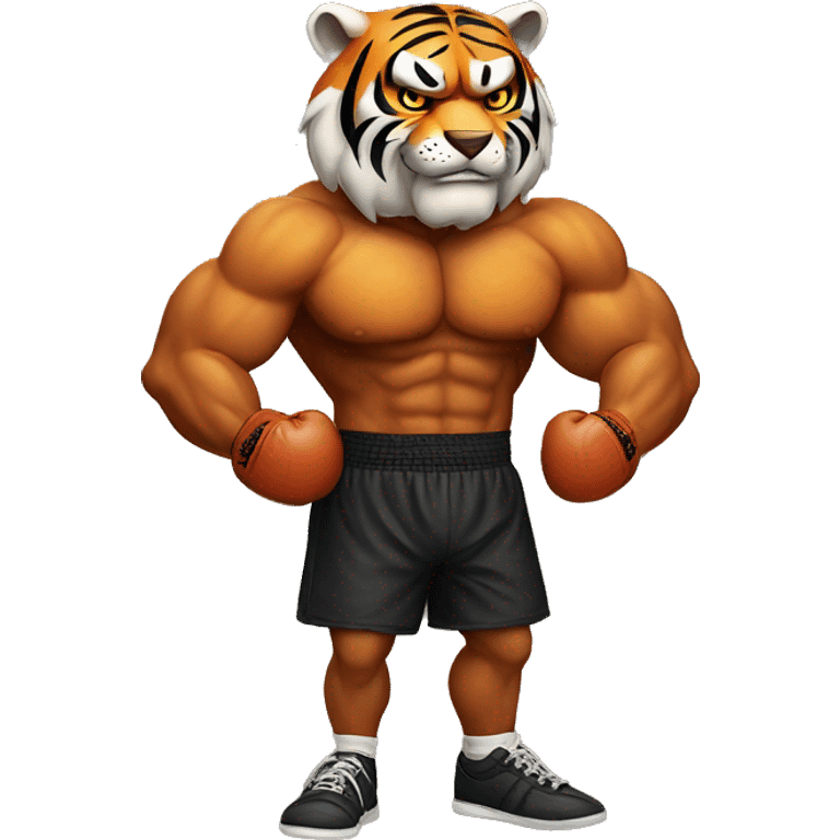 Tiger with evil face   boxer with his arms crossed emoji