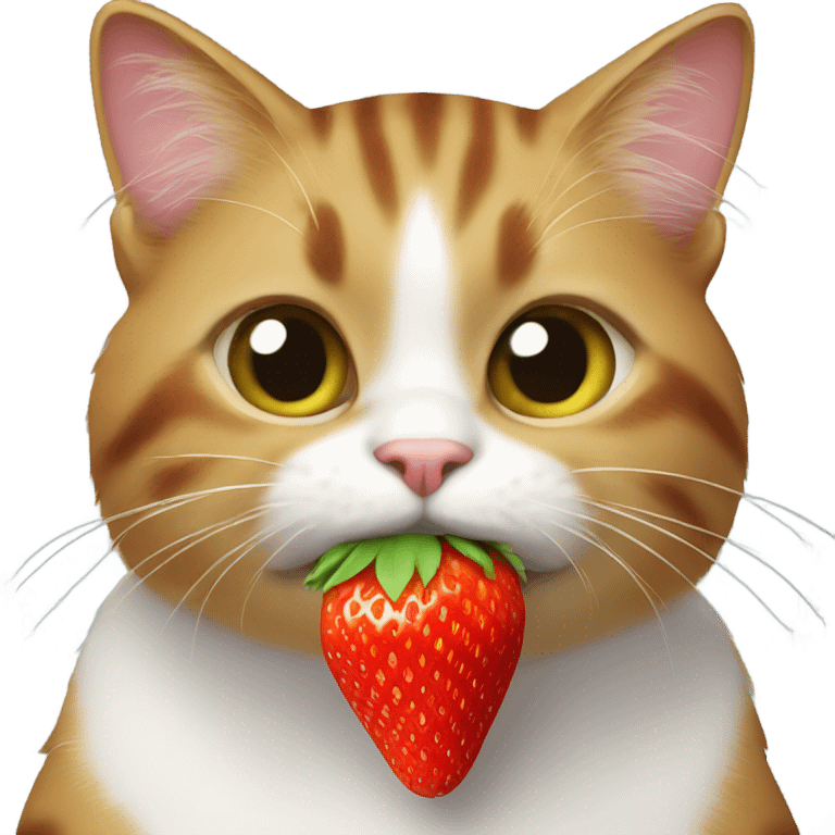 cat eating strawberries emoji