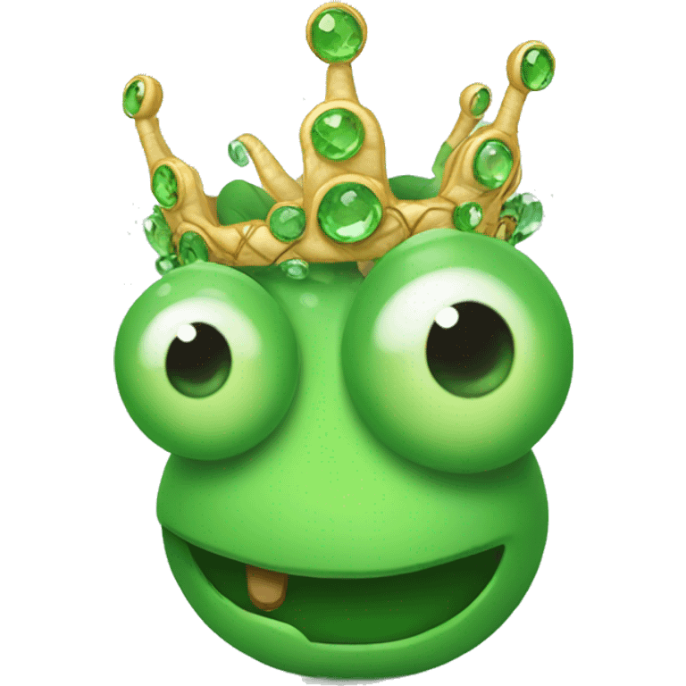 Green worm wearing a tiara emoji