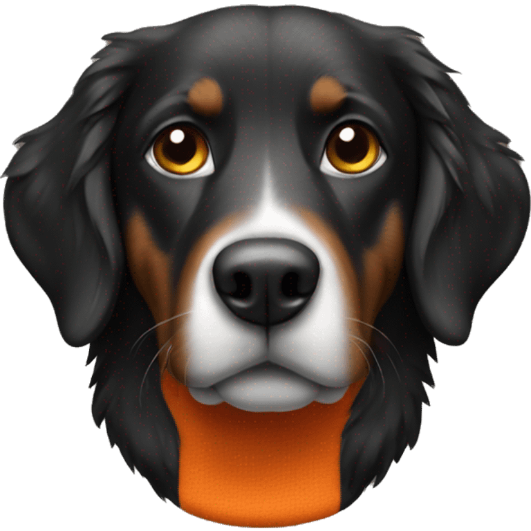 black Australian retriever with orange vest  emoji