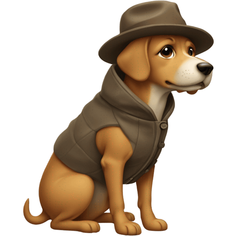 Dog wearing a coat hat and boots emoji