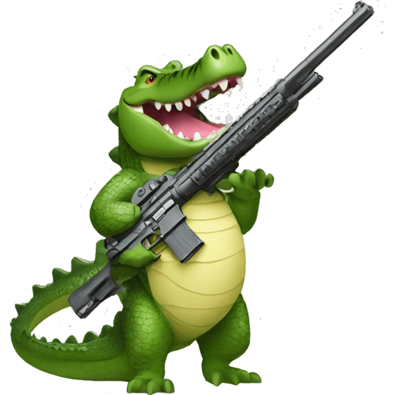 Crocodile with a gun emoji