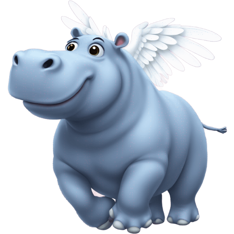 Flying hippo white wings emoji