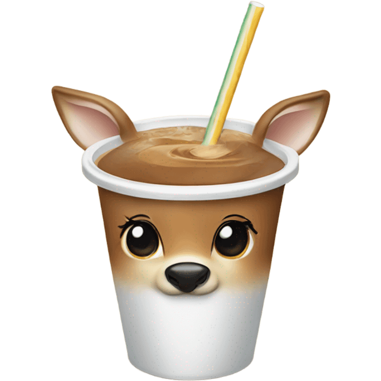 Baby deer drinking iced coffee emoji