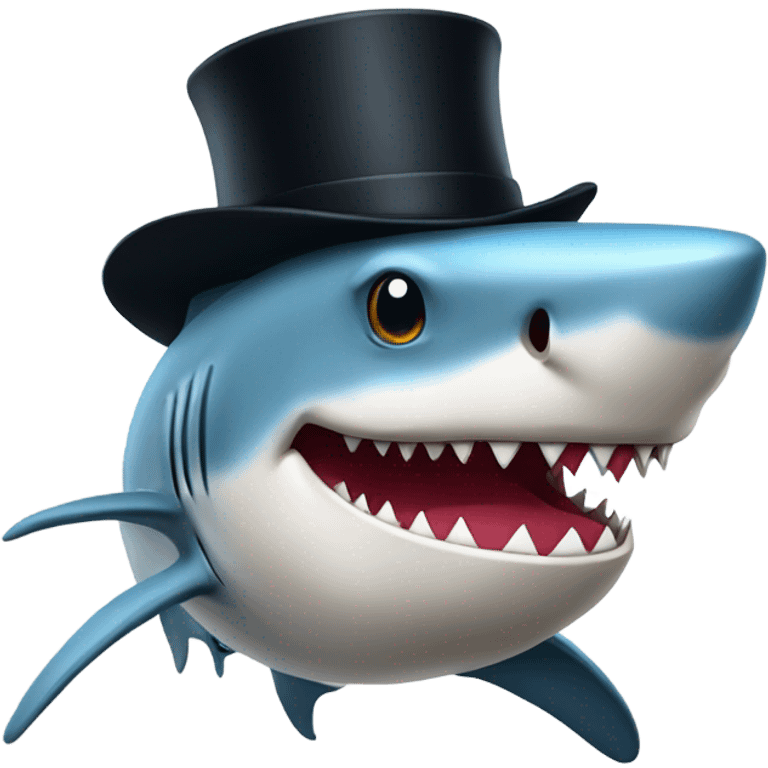 Shark with a top hat emoji