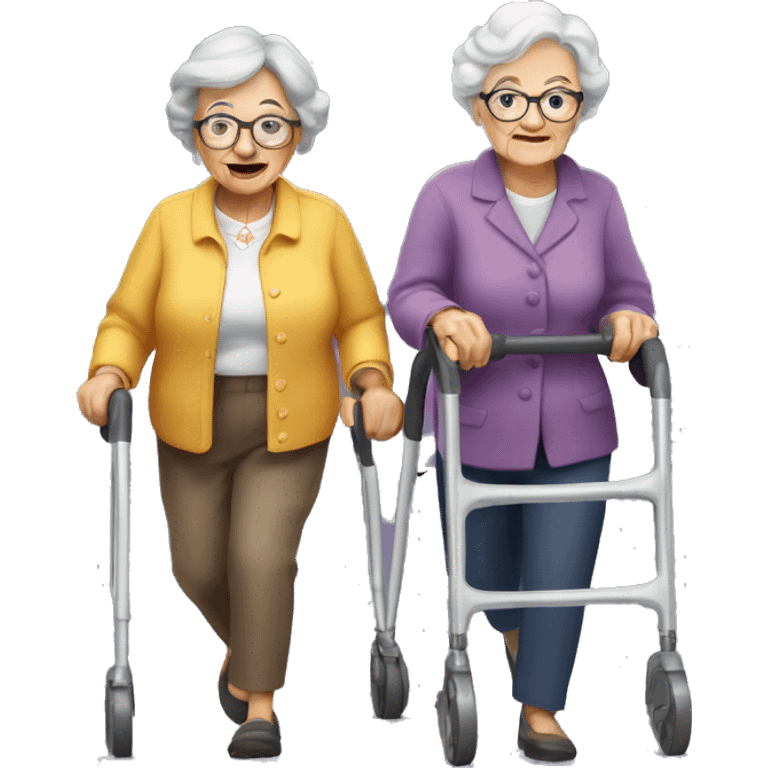 Two grannys walking frame emoji