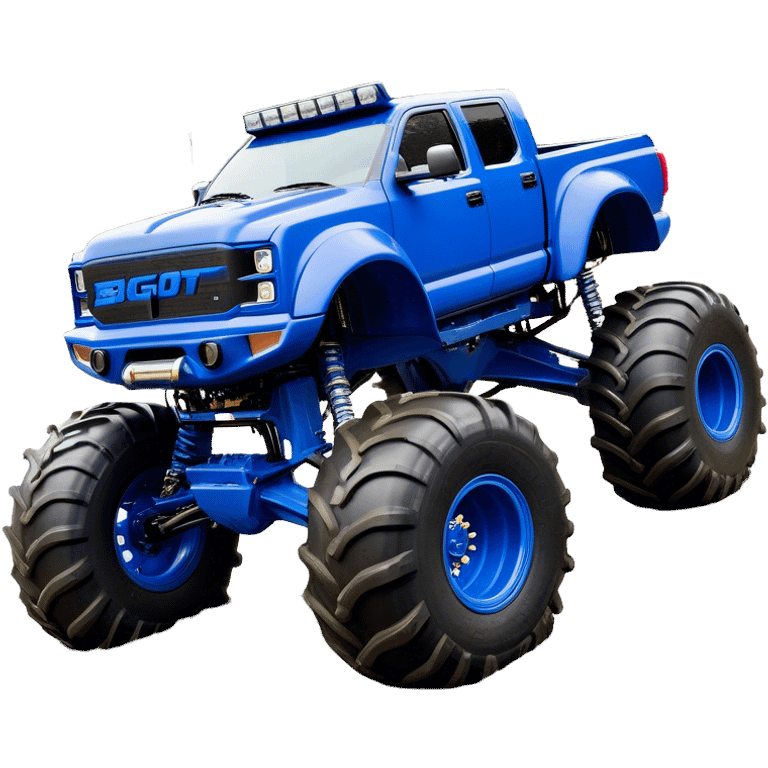 Bigfoot - Bigfoot 4x4 (Model Year: 2022) (Iconic colour: Blue) - An oversized, rugged monster truck with bold, aggressive lines painted in a striking blue. Focus on massive, rugged tires and a muscular chassis that exudes raw power and an urban legend feel. emoji