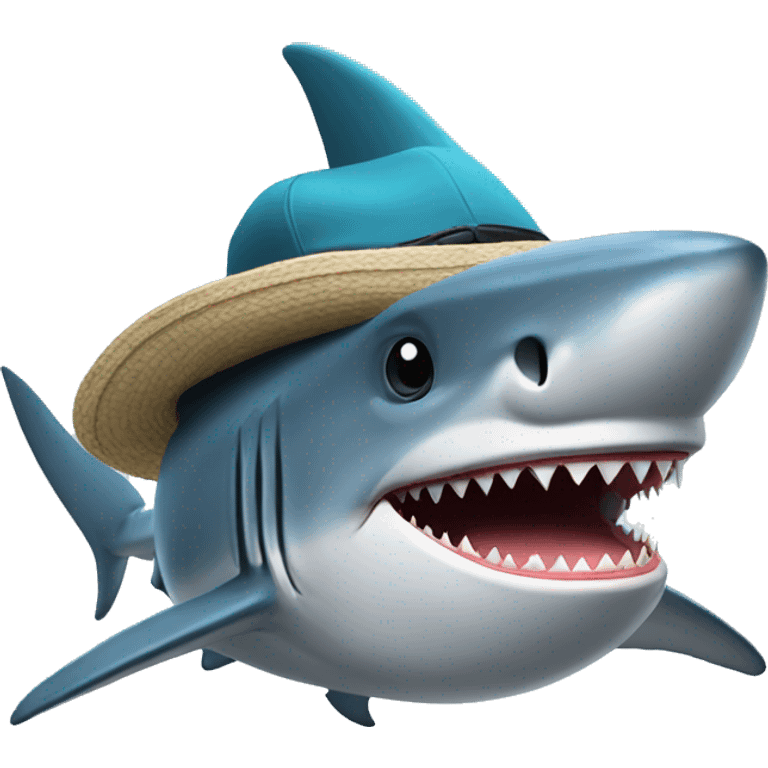 A shark wearing a hat emoji